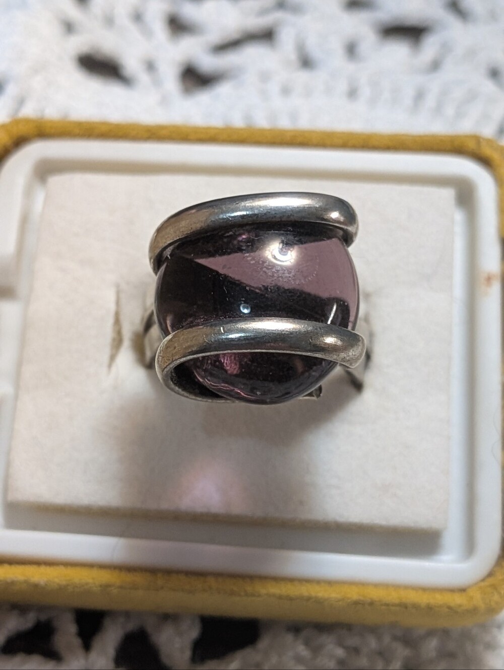 8 Silver-tone Ring with Purple Seaglass